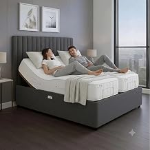 Sleep95 LTD Pannel Design Electric Adjustable Mobility Rest full Velvet Bed   With Headboard &Memory Foam Mattress Black, 5ft-King Size