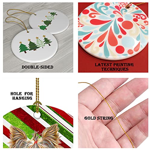 Dragonfly Ceramic Round Ornaments, Christmas Decorations With Vintage Brown Dragonflies On Floral Wood And Woven Bamboo Printed On Ceramic Ornaments, Dragonfly Gifts Pack 5 #TOP4