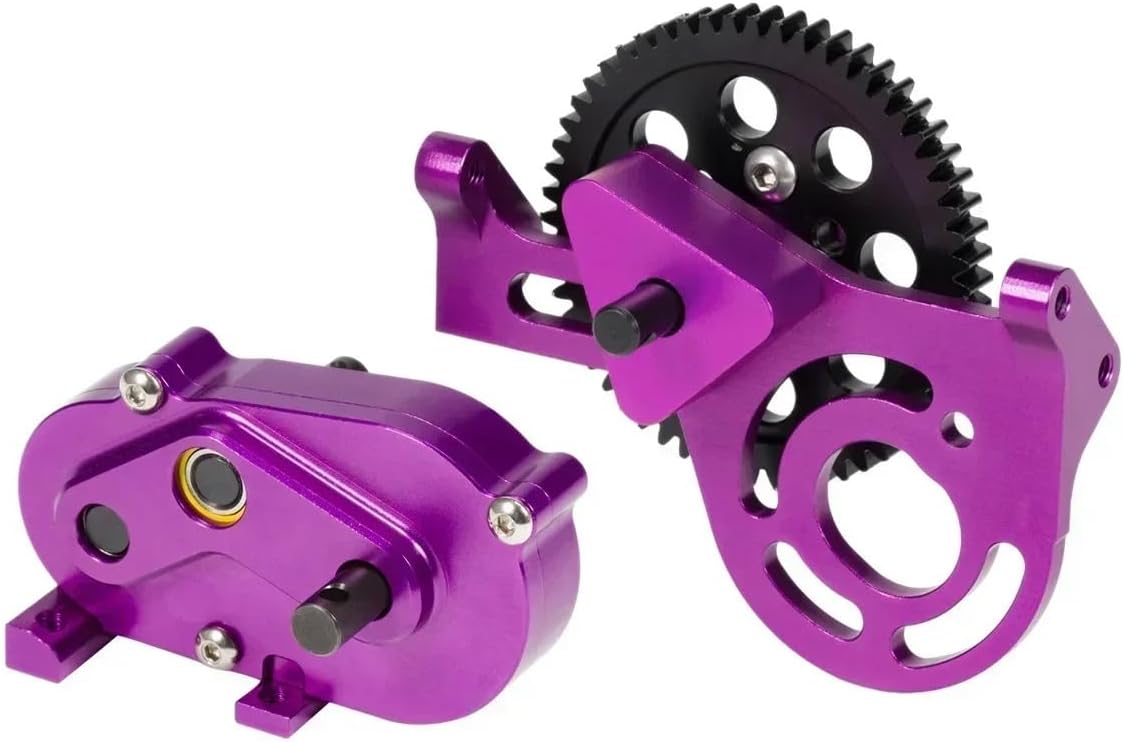 RC Overdrive Transfer Case & Forward Motor Mount Set with 56T Spur Gear for 1/10 Scale Comp Builds(Black Set)