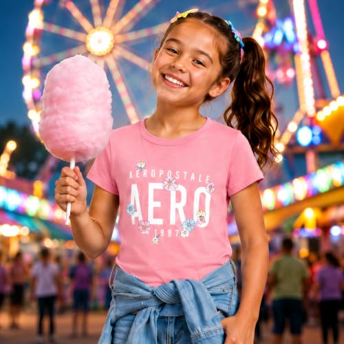 Image of Girls T Shirts - Soft Cotton Blend Short Sleeve Cute Graphic Tees - Classic Crewneck Logo Tee Girls Shirts (Sizes: 7-16)