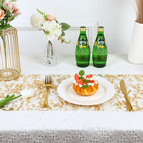 Fixwal 236 Inches Gold Table Runner, Glitter Metallic Foil Thin Mesh Table Runner Roll, Sequin Tulle Table Decor For Diy, Wedding, Banquet, Birthday, Party And Home Decorations #TOP3