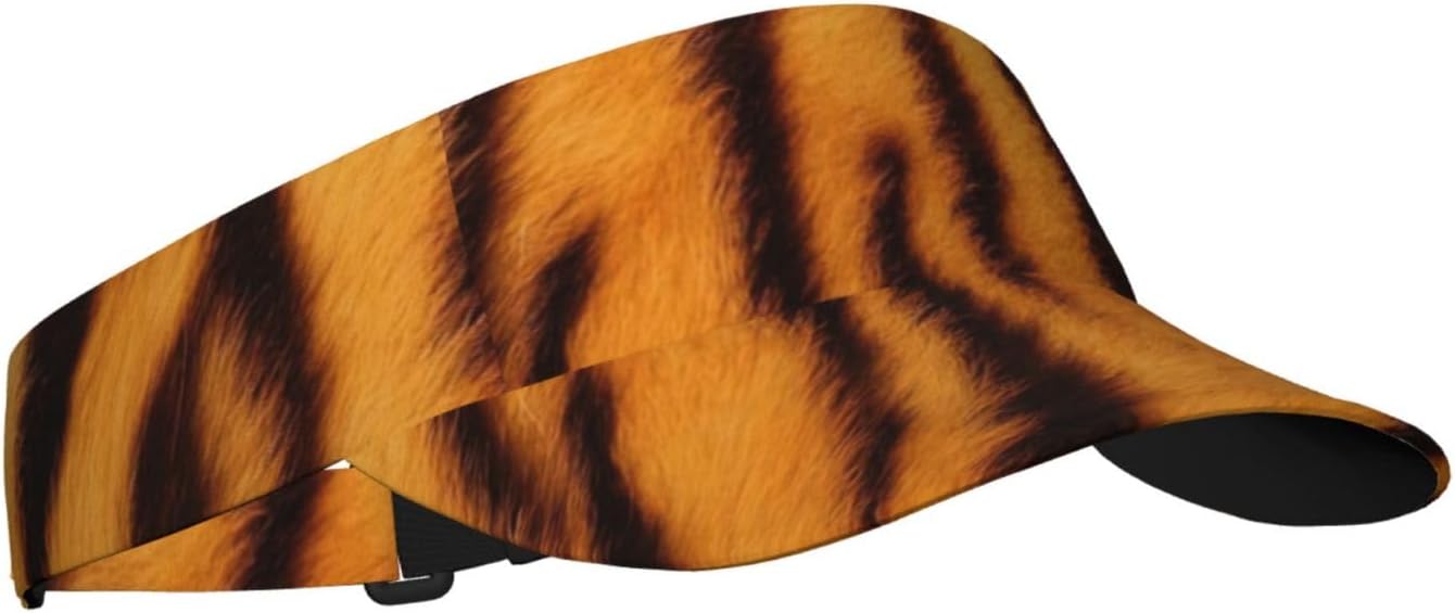 Tiger Striped Pattern Print Sports Sun Visor Hats,Adjustable Sun Caps for Men Women Adults Lightweight Black