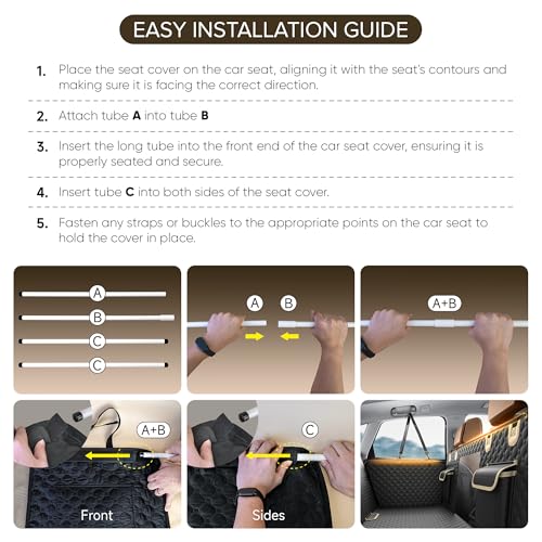 Back Seat Extender for Dogs, PVC Rods Support and Hard Bottom Car Seat Cover for Dogs, Heavy Duty Dog Car Seat Cover for Back Seat, Dog Hammock for Car, Waterproof Pet Bed For Car, SUV, Truck by SHARLOVY - Image 8