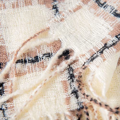 Cachecol feminino xadrez colorido para outono e inverno com franja quente para engrossar cachecol fe