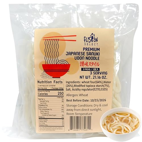 Fusion Select 3 Packs x 200g Japanese Udon Noodles - Premium Japanese Sanuki Udo...