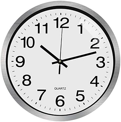 Outpicker Wall Clock Silent Non Ticking Clock 12 Inch Battery Operated Wall Clocks for Living Room Modern Bedrooms Office Kitchen Clock (Black Frame)