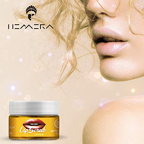 Hemera Lip Scrub Lemon, Lip Polisher, Lip Scrub Exfoliator & Moisturizer,Lip Care Exfoliating Scrub And Lip Moisturizer For Chapped Lips Treatment, Lip Repair For Soft Lips #TOP1