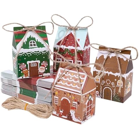 woric 24 Pieces Mini Christmas Party Favor Boxes Treat Boxes, Small Christmas Gift Boxes for Advent Calendar Xmas Candy Treats Cookies Stocking Stuffers Cover