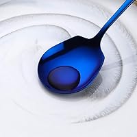 Vista 7 de Meisha - Juego de cucharas de servir, 3 cucharas de servir y 3 cucharas ranuradas, utensilios de servir de acero inoxidable azul para bufé