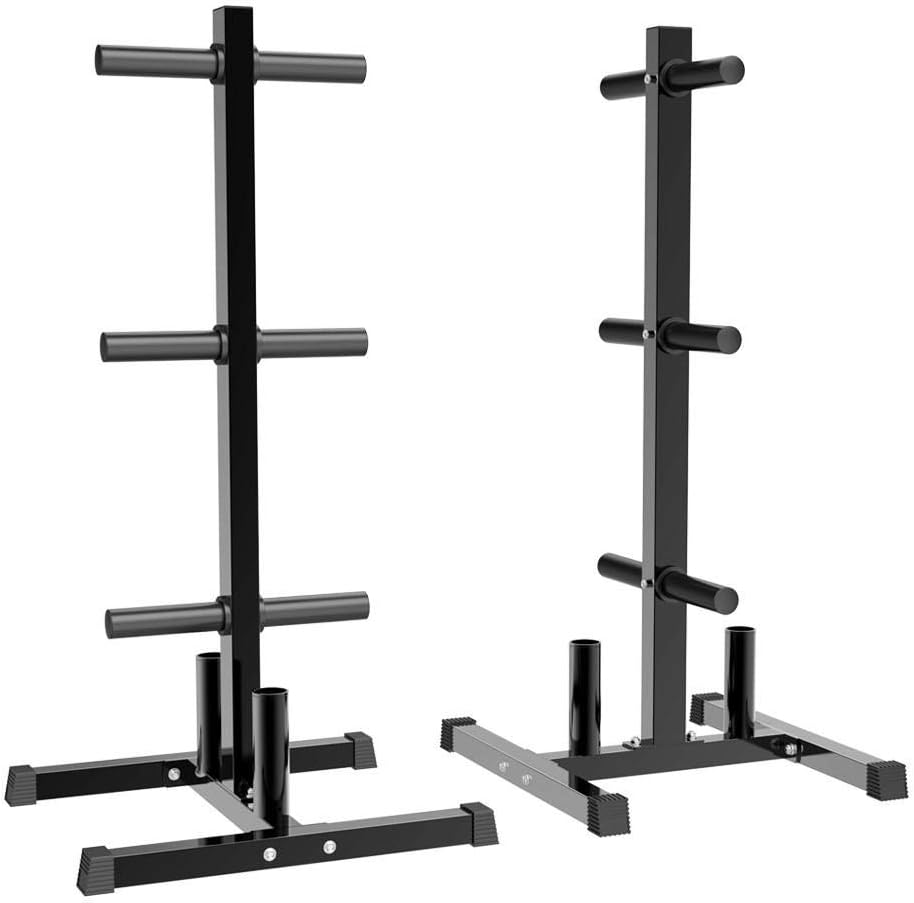 Yaheetech 2-inch Barbell Plate and Dumbbell Racks Tree Olympic Plate Rack Weight Bumper Plate Holder w/ 2 Bar Holder : Sports & Outdoors