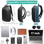 Business Backpack for Men 17 Inch,Slim & Expandable Waterproof Travel Laptop Backpack with USB Charger Port,Anti-Theft Lightweight Large Work Computer Bag,College Laptop Backpacks Gifts for Men Women - Image 2
