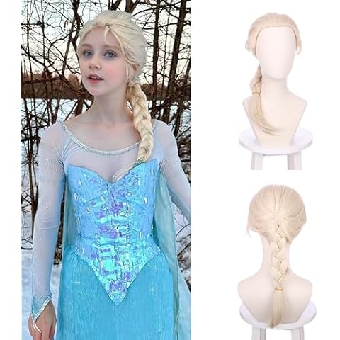Ufindcos Kids Blonde Wig Braided Blonde for Girls Cosplay Wig Long Blonde Wig Long White Blond Wig for Halloween Costume With Wig Cap Cover