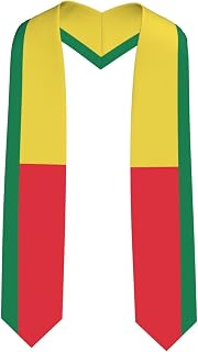 Benin Beninian Flag Graduation Stole Scarf Shawl Sash Class of 2026 for Men Women Lightweight V-Neck Scarves Graduate Ceremony Gift for High School College University