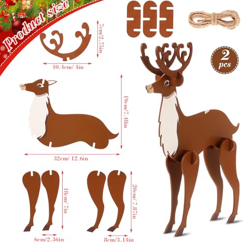 Fiwochic 28.3 Inch Christmas Wood Santa Sleigh Reindeer Stand up Wooden Sled Christmas Standup Cutout Xmas Santa's Sleigh Photo Booth Props Kit for Indoor Holiday Party Home Decoration Supply by Fiwochic - Image 4