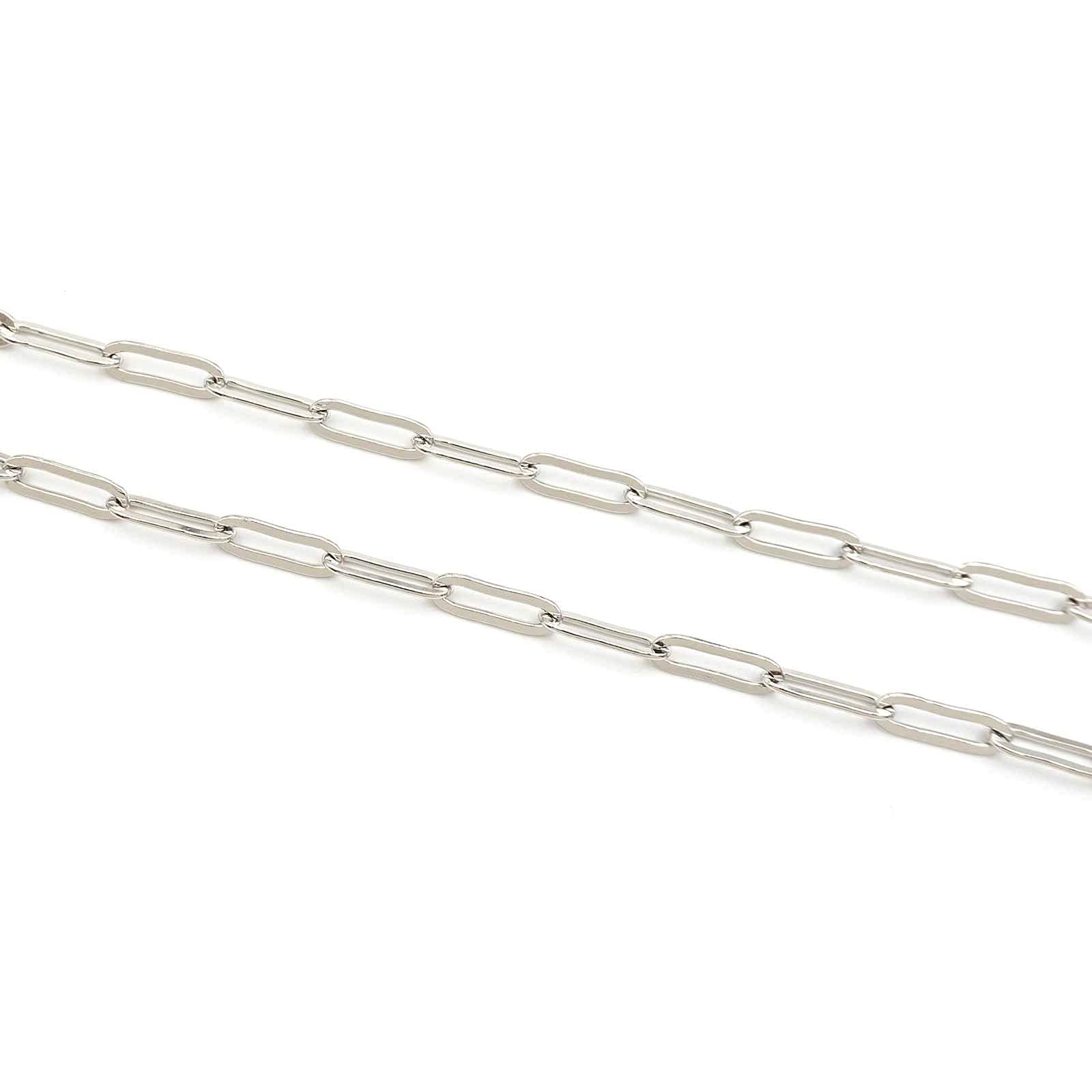Cheriswelry Zilveren kabelketting, 16.4FT platte ovale kruis messing paperclip ketting link met spoel voor sieraden ketting maken Cheriswelry Zilveren kabelketting, 16.4FT platte ovale kruis messing paperclip ketting link met spoel voor sieraden ketting maken