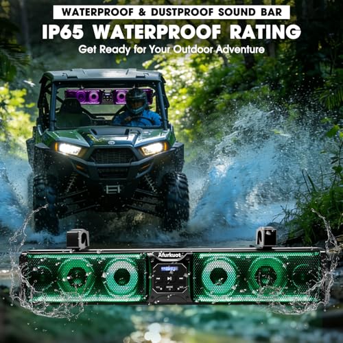 Afurkuot 27-Inch ATV Sound Bar Golf Cart Speaker Soundbar Bluetooth Waterproof, 6-Speakers with RGB Lights Music Sync UTV Sound Bar Compatible with SXS Polaris RZR Can-Am, Fits 1”-2” Roll Cage by Afurkuot - Image 6
