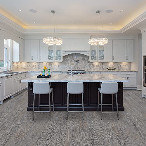 Tivoli II Self Adhesive Vinyl Floor Planks, 40 Pack - 6' x 36', Silver Spruce - Peel & Stick, DIY Flooring - Natural Wood Grain Feel for Kitchen, Dining Room & Bedrooms by Achim Home Decor