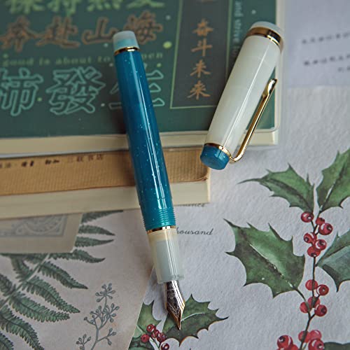 Jinhao 82 Resin Fountain Pen Iridium Ef And F Nib With Converter, Golden Clip Writing Pen (Green-White) #TOP2