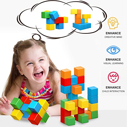 Magnetic Blocks, 1.41 Inch Large Magnetic Building Blocks Toys For Toddlers 3 4 5 6 7 8+ Years Old Boys Girls Magnetic Cubes For Kids 1-3 Montessori Toys Stem Preschool Educational Building Cube #TOP7