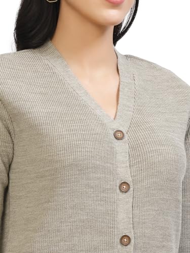 Image of Kalt Women Full Sleeves V-Neck Design Acrylic Cardigan Sweater