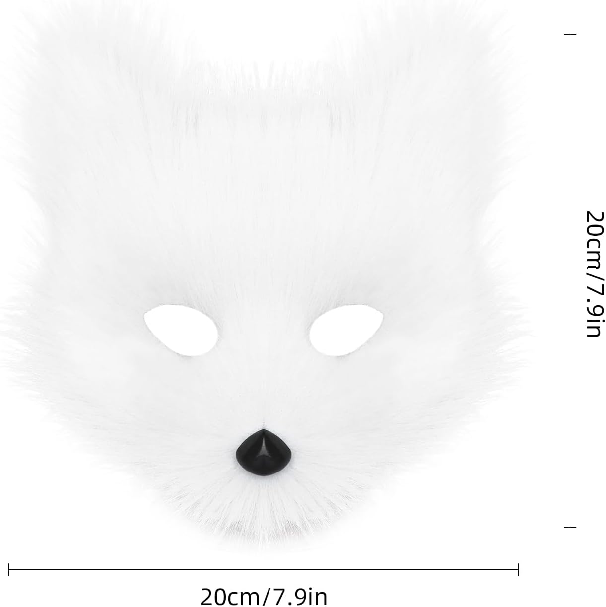 Faux Fur Animal Cat Fox Mask Wolf Tail and Long Paw Gloves Set for Halloween Party Costume Accessories - Image 3