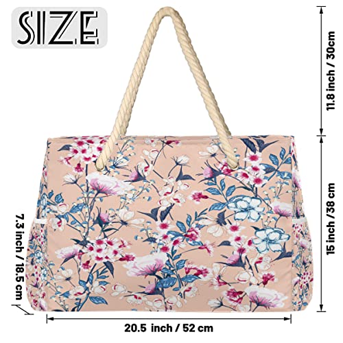 cfpolar Bolsa de praia feminina com flores vermelhas brancas e vermelhas, bolsa de piscina, bolsa de