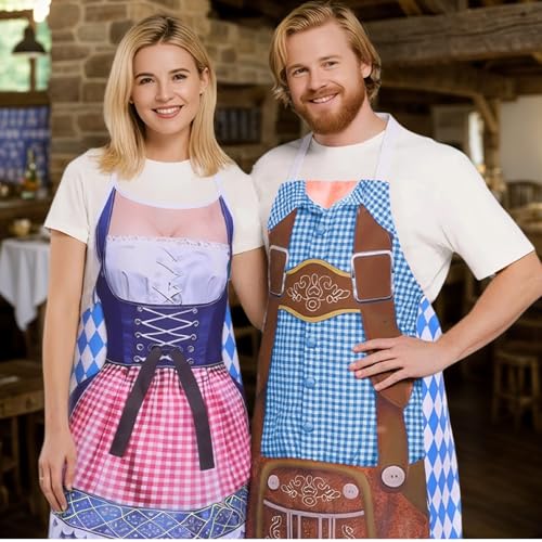 Münchner Oktoberfest Kochschürze, Schürze Kochschürze Lustige Grillschürze für Männe Damen, Lustige Grillschürze & Dirndlschürze für Oktoberfest, Lustige, Enganliegende, Wasserfeste Schürze (Style B)