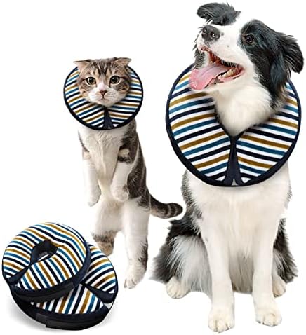 Inflatable Dog Collar, Super Soft Pet Recovery Collar for Dogs and Cats, Pet Inflatable Collar for Surgical Recovery, Protective Dog Cone, Cone of Shame for Cats, Elizabeth collar for dogs, Stripes L