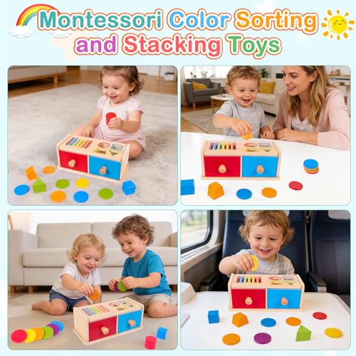 Montessori Spielzeug ab 1 Jahr, Spielzeug ab 1 2 Jahre Mädchen Jungen Baby Spielzeug Geschenk Mädchen Jungen 1 2 Jahre Kinderspielzeug Motorikspielzeug Holzspielzeug ab 1 Jahr Farbe Sortierspiel