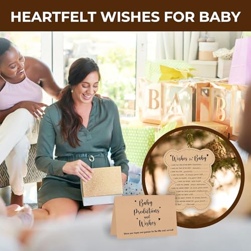 WOODAMORE Baby Prediction Cards for Bear Decorations - Wishes Cards for Babys Shower Activities, We Can Bearly Wait Baby Shower Games, Boho Babys Predictions and Advice Card - Thumbnail 5