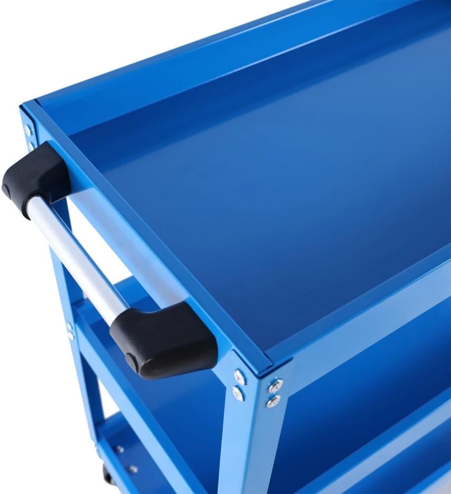 収納 デスク 車輪付きツールカート 3 段ローリングメカニックツールカート 高耐久スチールユーティリティカート WITH/ロック可能