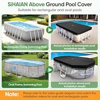 SIHAIAN 6x12Ft Rectangular Pool Cover with Side Storage for Oval and Rectangular Above Ground Pool, One-Piece Solar Oval Pool Cover, Preventing Waterlogging, UV and Weather Resistant WP:10000kPa+ – Ansicht 3