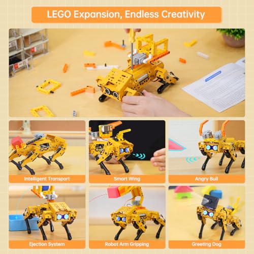 Image of MechDog Robot Dog for Arduino Python Scratch microbit Starter Robot Kit AI Vision Voice Interaction, Self-Balancing Object /Command Recognition & Tracing Bionic Quadruped STEM Programming Science Set