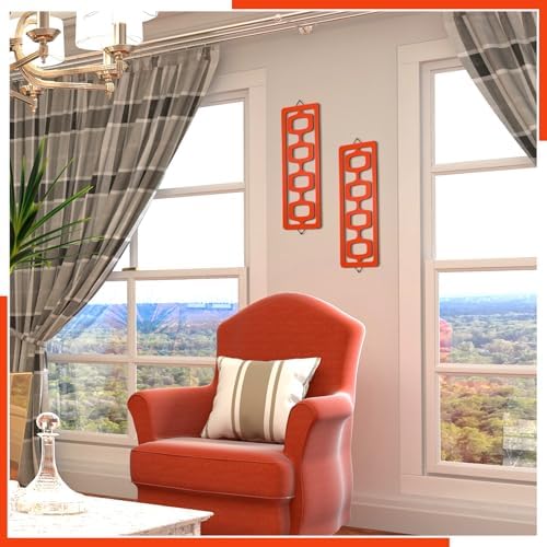 CroBlissful 2 Pcs Mid Century Wall Decor Wood Mid Century Modern Elegance Wall Accents Abstract Wall Decor Geometric Panels for Interior Wall Decor Panel Wall Art for Home Living Room (Orange) 4