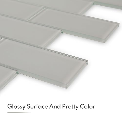 Vista 160 de Lovdeco Azulejo de cristal de metro, 3 x 6 pulgadas, 4 pies cuadrados, vidrio verde azulado oscuro para pared de baño y cocina, paquete de 32