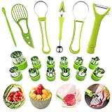 18pcs Fruit Slicer Peeler Set, FODIENS 4 In 1 Stainless Steel Melon Baller Scoop Fruit Carving Tools