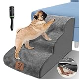 ZNM 3-Stufige Hundetreppe, Wasserdicht Abnehmbar Haustiertreppe für Kleine Hunde & Katzen, Waschbar Tragbar Leiter Haustierleiter für Sofa Bett, Katzentreppe aus Schwamm, Senden 1 Fusselrollen