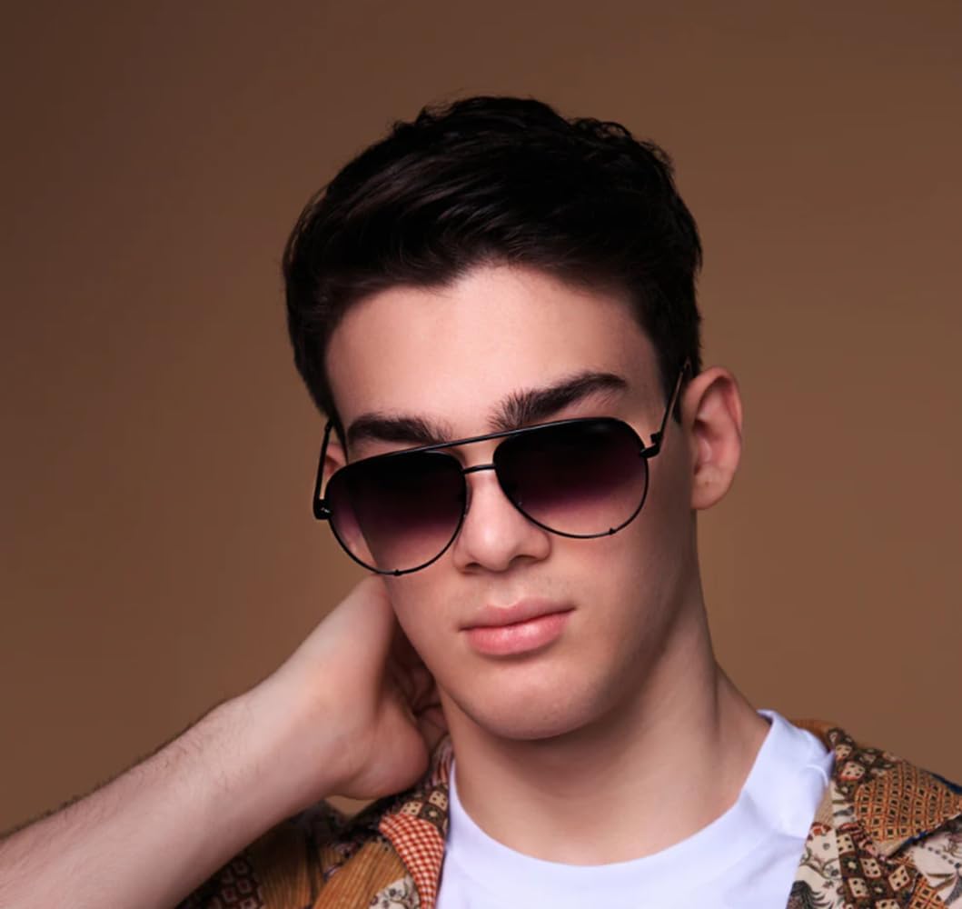 SORVINO Oversized Aviator Sunglasses for Women Men Trendy Retro Bulk Shade Black Faded Sun Glasses Classic UV Protection - Image 4