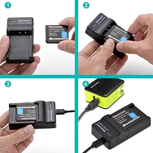 Newmowa NP-50 Replacement Battery (2-Pack) and Portable Micro USB Charger kit for Fujifilm FinePix F100fd; FINEPIX F200EXR; FinePix F300EXR; FinePix F50fd; FinePix F550EXR; FinePix F600EXR