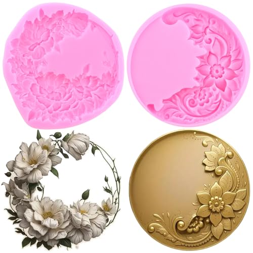 RFGHAC Set di 2 stampi per cornici in silicone, per decorare torte, pasta di fiori, caramelle, argilla polimerica