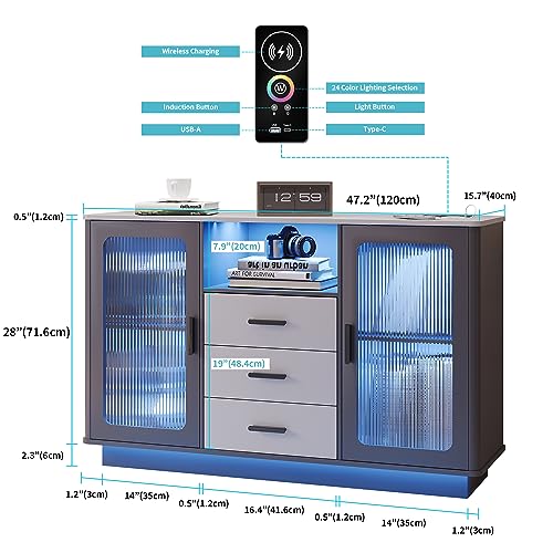 Minimalist LED Coffee Bars with 24 Colors, Modern Coffee Station with Motion Sensor for Home Coffee Nook