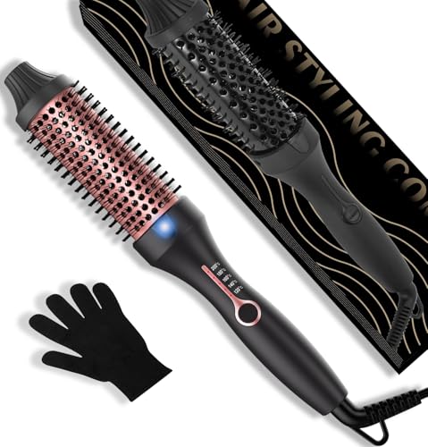 Thermal Brush Wärmebürste 38mm, Thermobürste Rundbürste 120-200℃, Heat Brush Double Spannung Erhöhen Sie das Haarvolumen, Verwendet als Kamm, Glätteisen, Lockenstab, Leichte Kompakte Größe