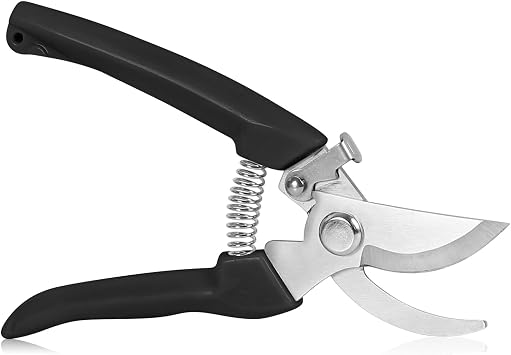 Garden Scissors for Plant, Tip Pruning Shears for Cutting Flowers, Trimming Plants, Bonsai and Fruits Picking Black Bypass Blade Pruner
