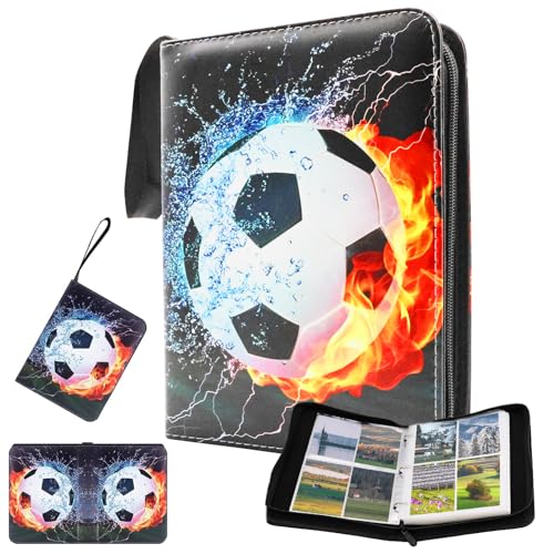 SPHERETRON Football Trading Card Album 50 Pages 400 Cards Capacity with Zip, Rings Card Binder Holder Trading Cards Album Football Cards Collector Folder Compatible with All Types of Cards