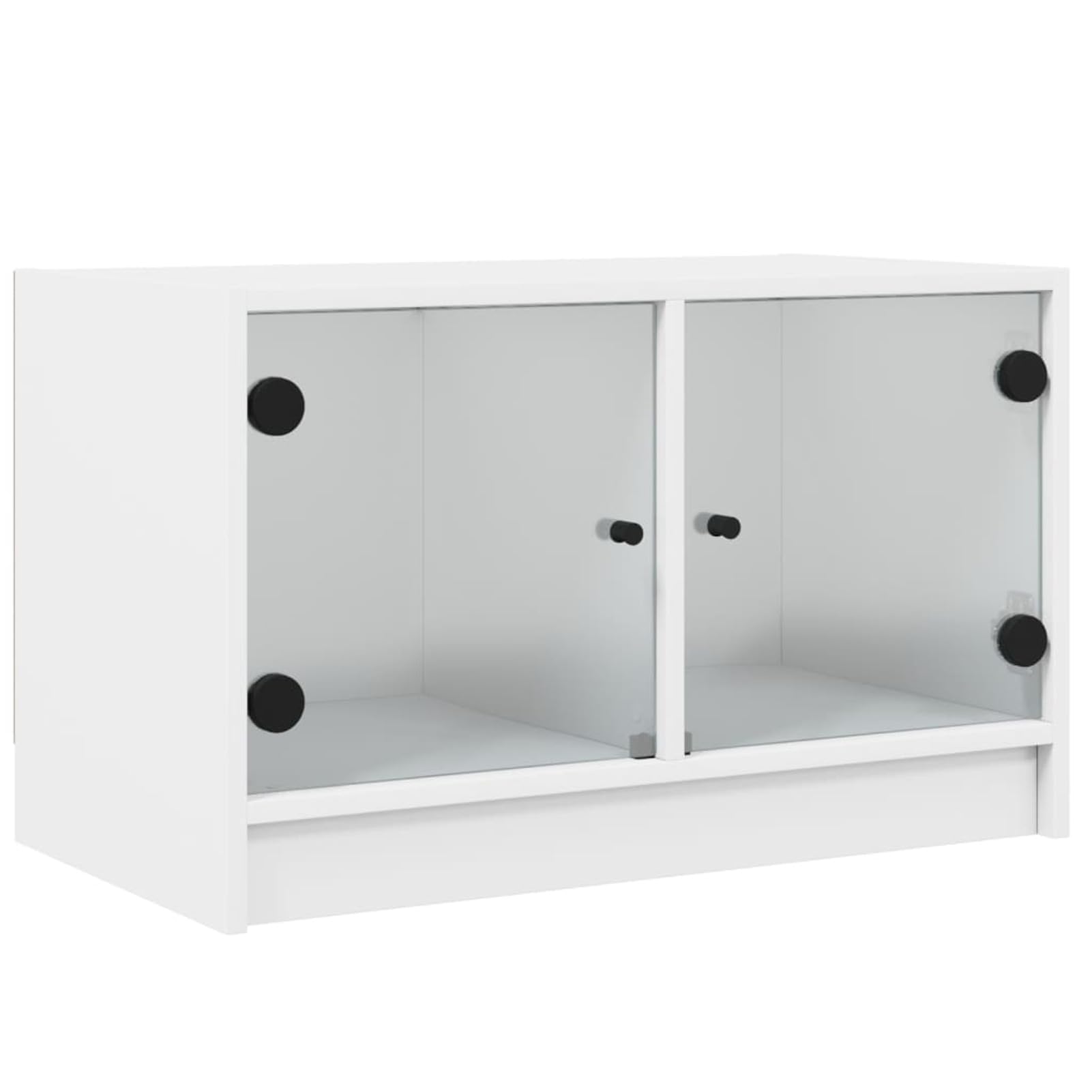Szafka pod telewizor z białymi szklanymi drzwiami 68x37x42 cm, szafka pod telewizor, stolik kawowy do salonu szafka pod telewizor, stolik kawowy LED kolory