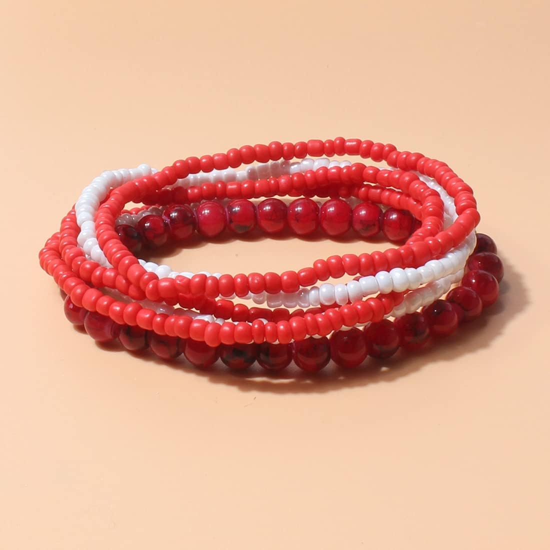 COLORFUL BLING 5-6pcs Handmade Bohemian Stackable Bead Bracelets Set for Women Layered Stretch Bangles Bracelets Boho Multicolor Seed Vaction Wristbands Jewelry - Image 2