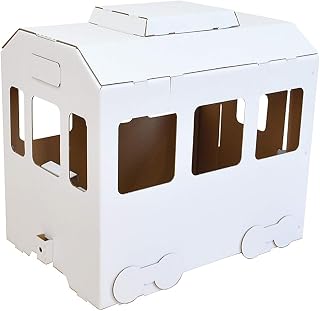 ハコモ(hacomo) Across Cardboard Train - Easy to Assemble Craft Kit, Paint Your Favorite Color and Make Your Own Train