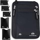 Alpine Rivers Neck Wallet Travel Pouch & Passport Holder - RFID Blocking plus 5 RFID Sleeves