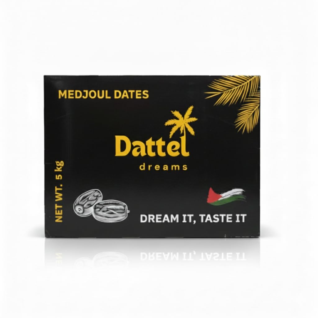 Datteldreams Medjool Datteln (Medjoul) Jumbo Large aus Palästina – Neue Ernte 2025/2026 – Premium Königsdatteln, soft & karamellig, 100% natürlich, ohne Zusatzstoffe – vegan (5kg Karton)