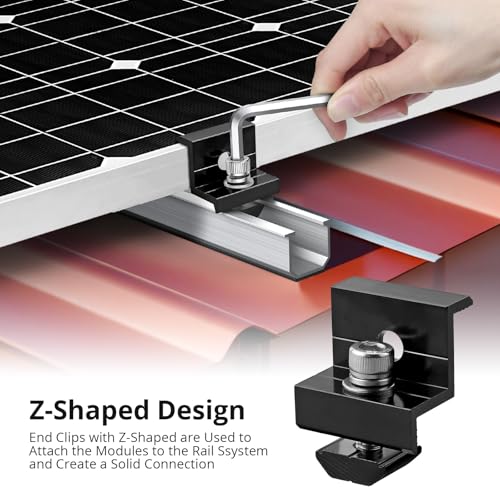 Anbte 10 PCS Solar Panels Brackets 30mm/35mm, Aluminium 6 x T-Shaped Mid Clamps + 4 x End Clamps, Solar Panel Mounting Brackets for Metal, Tin, Flat, Sheet Roofs, RV, Black by Anbte - Used condition - Image 6